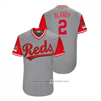 Maglia Baseball Uomo Cincinnati Reds Alex Blandino 2018 LLWS Players Weekend Blandy Grigio