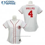 Maglia Baseball Uomo Cincinnati Reds Brandon Phillips 4 Bianco Cool Base