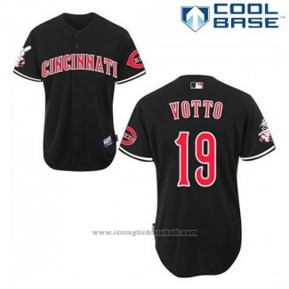 Maglia Baseball Uomo Cincinnati Reds Joey Votto 19 Nero Cool Base