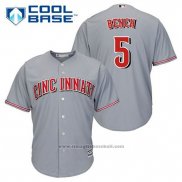 Maglia Baseball Uomo Cincinnati Reds Johnny Bench 5 Grigio Cool Base