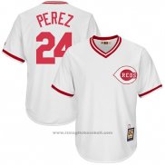 Maglia Baseball Uomo Cincinnati Reds Mensrojos 24 Tony Perez Bianco Cooperstown Collection