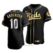 Maglia Baseball Uomo Cincinnati Reds Sparky Anderson Golden Edition Autentico Nero