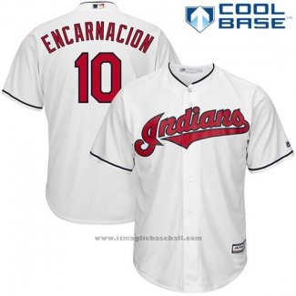 Maglia Baseball Uomo Cleveland Indians 10 Edwin Encarnacion Bianco 2017 Cool Base