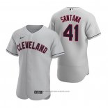 Maglia Baseball Uomo Cleveland Indians Carlos Santana Autentico 2020 Road Grigio