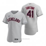 Maglia Baseball Uomo Cleveland Indians Carlos Santana Autentico 2020 Road Grigio