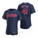 Maglia Baseball Uomo Cleveland Indians Carlos Santana Autentico Alternato 2020 Blu