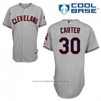 Maglia Baseball Uomo Cleveland Indians Joe Carter 30 Grigio Cool Base