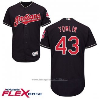 Maglia Baseball Uomo Cleveland Indians Josh Tomlin Blu Alternato Flex Base