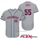 Maglia Baseball Uomo Colorado Rockies 2017 Stelle e Strisce Jon Gray 55 Grigio Flex Base