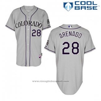 Maglia Baseball Uomo Colorado Rockies Nolan Arenado 28 Grigio Cool Base