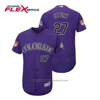 Maglia Baseball Uomo Colorado Rockies Trevor Story Flex Base Autentico Collection Viola