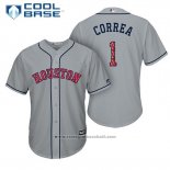 Maglia Baseball Uomo Houston Astros 2017 Stelle e Strisce Carlos Correa Grigio Cool Base