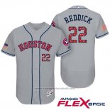 Maglia Baseball Uomo Houston Astros 2017 Stelle e Strisce Josh Reddick Grigio Flex Base