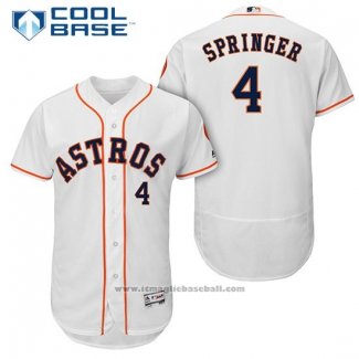 Maglia Baseball Uomo Houston Astros 4 George Springer Bianco Home Autentico Collection Giocatore Cool Base