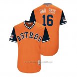 Maglia Baseball Uomo Houston Astros Brian Mccann 2018 LLWS Players Weekend Uno Seis Orange