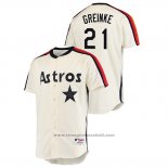 Maglia Baseball Uomo Houston Astros Zack Greinke Oilers Vs. Houston Astros Cooperstown Collection Crema