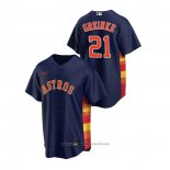 Maglia Baseball Uomo Houston Astros Zack Greinke Replica Alternato Blu