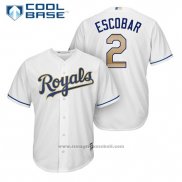 Maglia Baseball Uomo Kansas City Royals 2 Alcides Escobar Bianco 2017 Cool Base