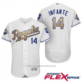 Maglia Baseball Uomo Kansas City Royals Campeones 14 Omar Infante Flex Base Or