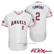 Maglia Baseball Uomo Los Angeles Angels 2017 Stelle e Strisce Andrelton Simmons Bianco Flex Base