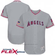 Maglia Baseball Uomo Los Angeles Angels 2017 Stelle e Strisce Grigio Flex Base