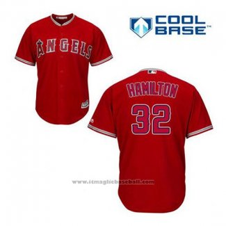 Maglia Baseball Uomo Los Angeles Angels Josh Hamilton 32 Rosso Alternato Cool Base