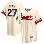 Maglia Baseball Uomo Los Angeles Angels Mike Trout 2022 City Connect Replica Crema