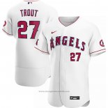 Maglia Baseball Uomo Los Angeles Angels Mike Trout Primera Autentico Bianco