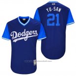 Maglia Baseball Uomo Los Angeles Dodgers 2017 Little League World Series Yu Darvish Blu