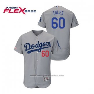 Maglia Baseball Uomo Los Angeles Dodgers Andrew Toles Flex Base Grigio