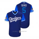 Maglia Baseball Uomo Los Angeles Dodgers Corey Seager 2018 LLWS Players Weekend Seags Blu