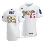 Maglia Baseball Uomo Los Angeles Dodgers Dustin May 2021 Gold Program Patch Autentico Bianco