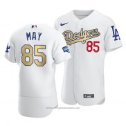 Maglia Baseball Uomo Los Angeles Dodgers Dustin May 2021 Gold Program Patch Autentico Bianco