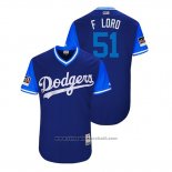 Maglia Baseball Uomo Los Angeles Dodgers Dylan Floro 2018 LLWS Players Weekend F Loro Blu