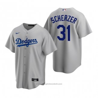 Maglia Baseball Uomo Los Angeles Dodgers Max Scherzer Replica Alternato Grigio