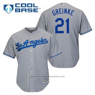 Maglia Baseball Uomo Los Angeles Dodgers Zack Greinke 21 Grigio Cool Base