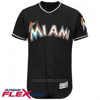 Maglia Baseball Uomo Miami Marlins Blank Nero Flex Base Autentico Collection