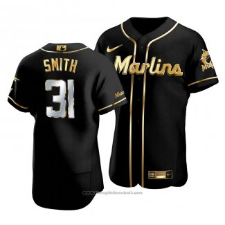 Maglia Baseball Uomo Miami Marlins Caleb Smith Golden Edition Autentico Nero