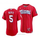 Maglia Baseball Uomo Miami Marlins Jon Berti 2021 City Connect Autentico Rosso