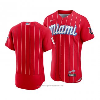 Maglia Baseball Uomo Miami Miami Marlins 2021 City Connect Autentico Rosso