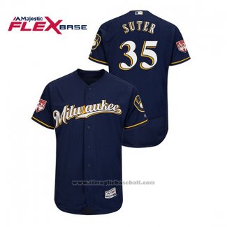 Maglia Baseball Uomo Milwaukee Brewers Brent Suter 2019 Allenamento Primaverile Flex Base Blu