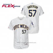 Maglia Baseball Uomo Milwaukee Brewers Chase Anderson Autentico Flex Base Bianco Blu