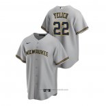 Maglia Baseball Uomo Milwaukee Brewers Christian Yelich Replica Road Grigio