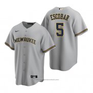 Maglia Baseball Uomo Milwaukee Brewers Eduardo Escobar Replica Road Grigio