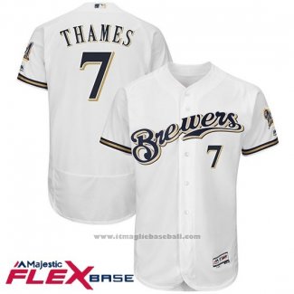 Maglia Baseball Uomo Milwaukee Brewers Eric Thames Bianco Autentico Collection Flex Base