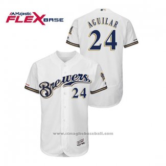 Maglia Baseball Uomo Milwaukee Brewers Jesus Aguilar Autentico Flex Base Bianco