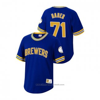 Maglia Baseball Uomo Milwaukee Brewers Josh Hader Cooperstown Collection Blu