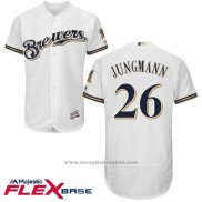 Maglia Baseball Uomo Milwaukee Brewers Taylor Jungmann Bianco Autentico Collection Flex Base Custom