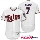 Maglia Baseball Uomo Minnesota Twins 2017 Postseason Joe Mauer Bianco Flex Base