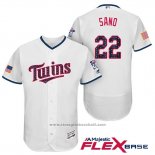 Maglia Baseball Uomo Minnesota Twins 2017 Stelle e Strisce Miguel Sano Bianco Flex Base